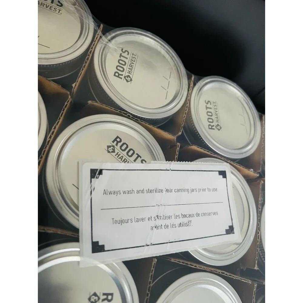 Roots and Harvest 12 Canning Jars with Lids & Bands 8oz